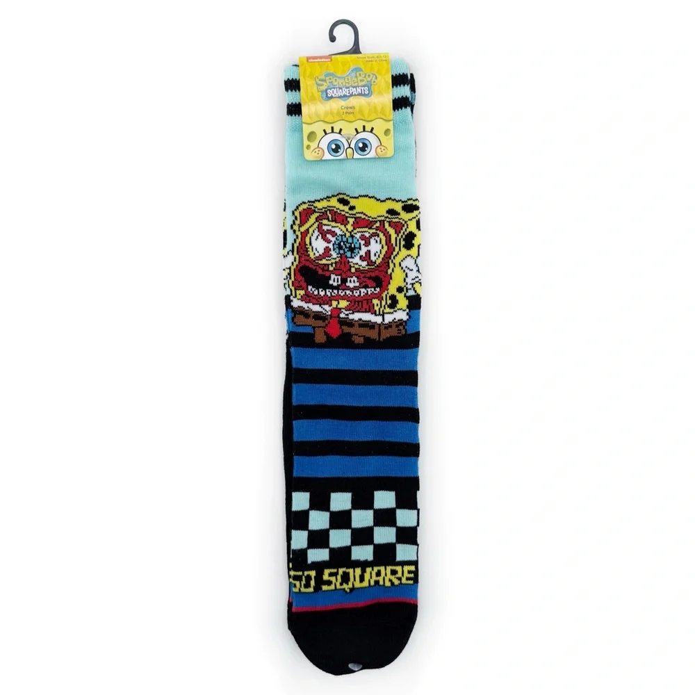 SpongeBob SquarePants Crew Socks Mens Womens Nickelodeon Black Blue Y2K Fun Gift